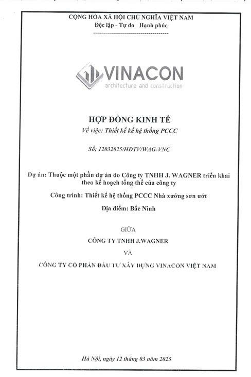 VINACON ký hợp đồng tư vấn thiết kế PCCC với JWAGNER tại Bắc Ninh